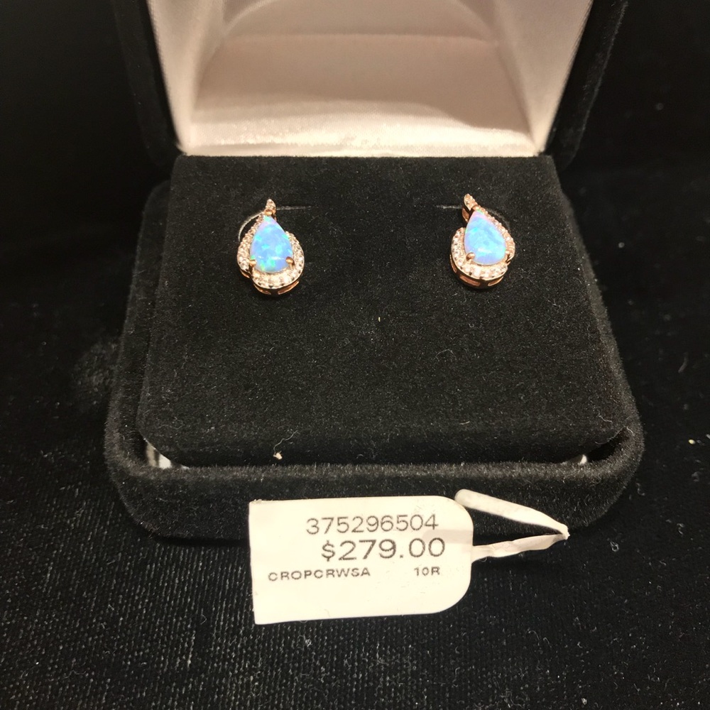 ❌❌SOLD❌❌10k Rose Gold Opal & White Sapphire - Picture 3 of 6